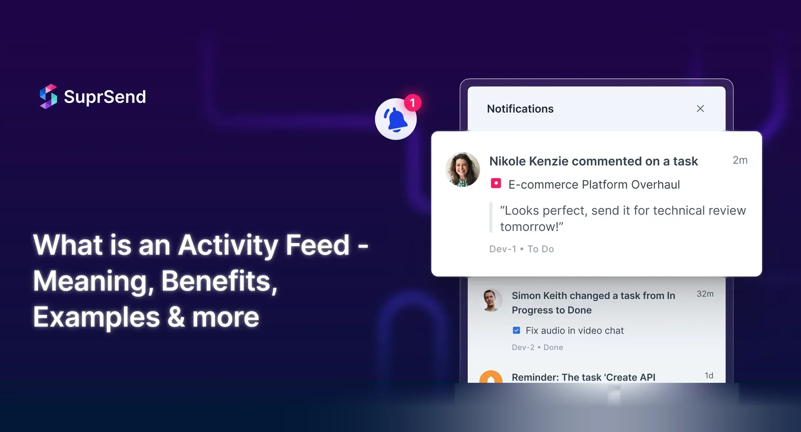 Activity feed is commonly used by social media platforms or collaboration products to display real-time or periodic stream of updates related to all user actions within an application or project.
