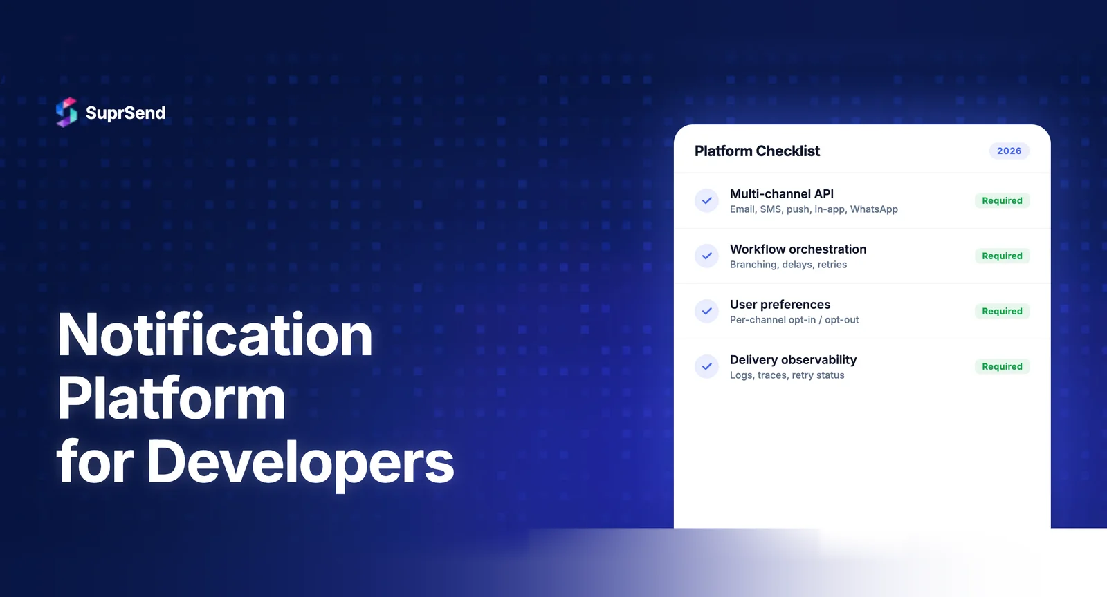 Developer evaluating notification platforms comparing APIs SDKs workflows and multi-channel delivery capabilities