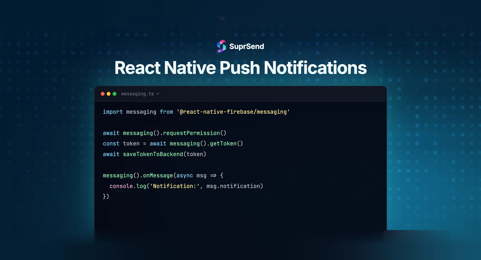 React Native push notifications architecture showing FCM and APNs token registration and delivery to Android and iOS